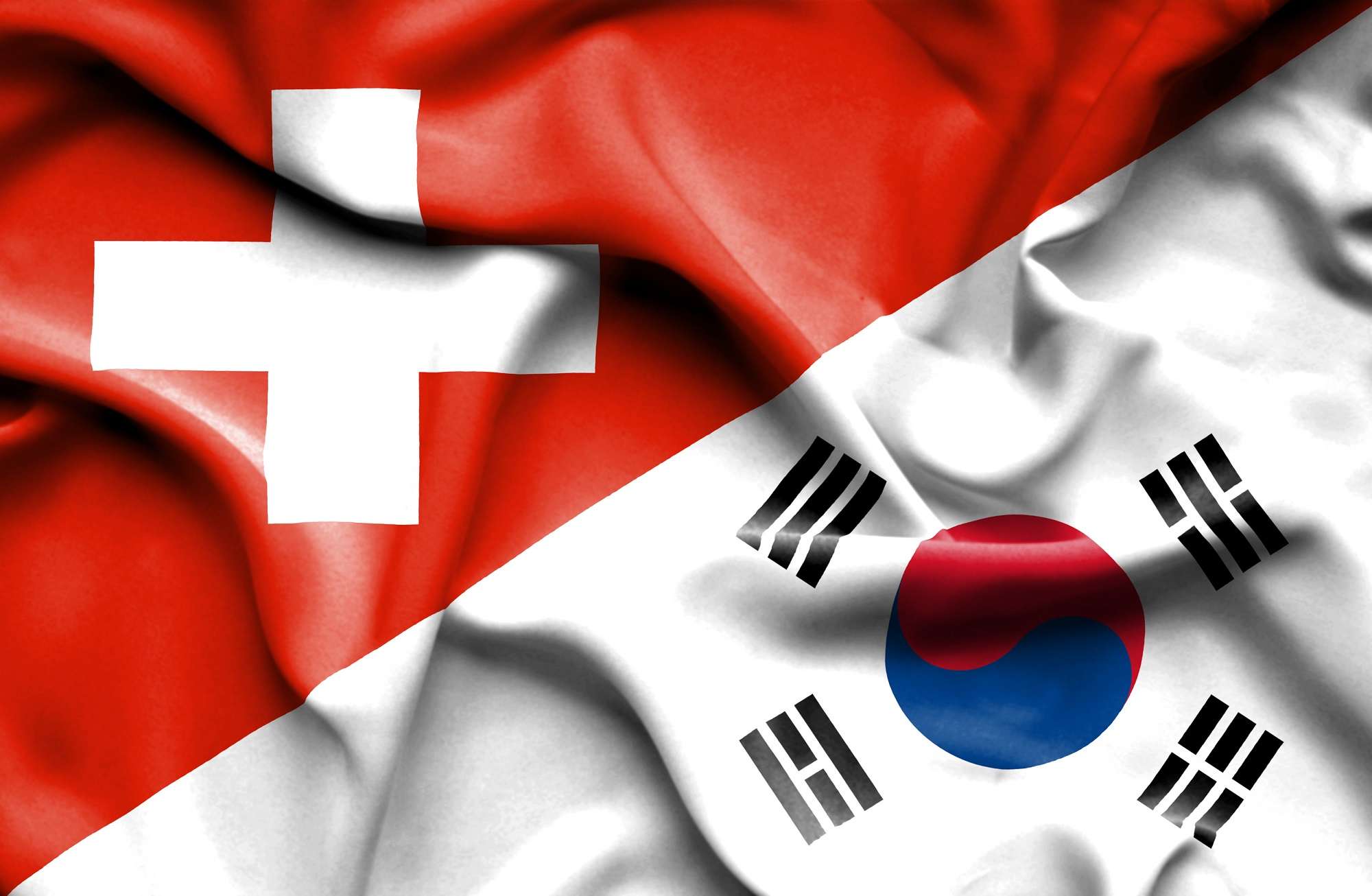 Флаги Южной Кореи и Швейцарии.